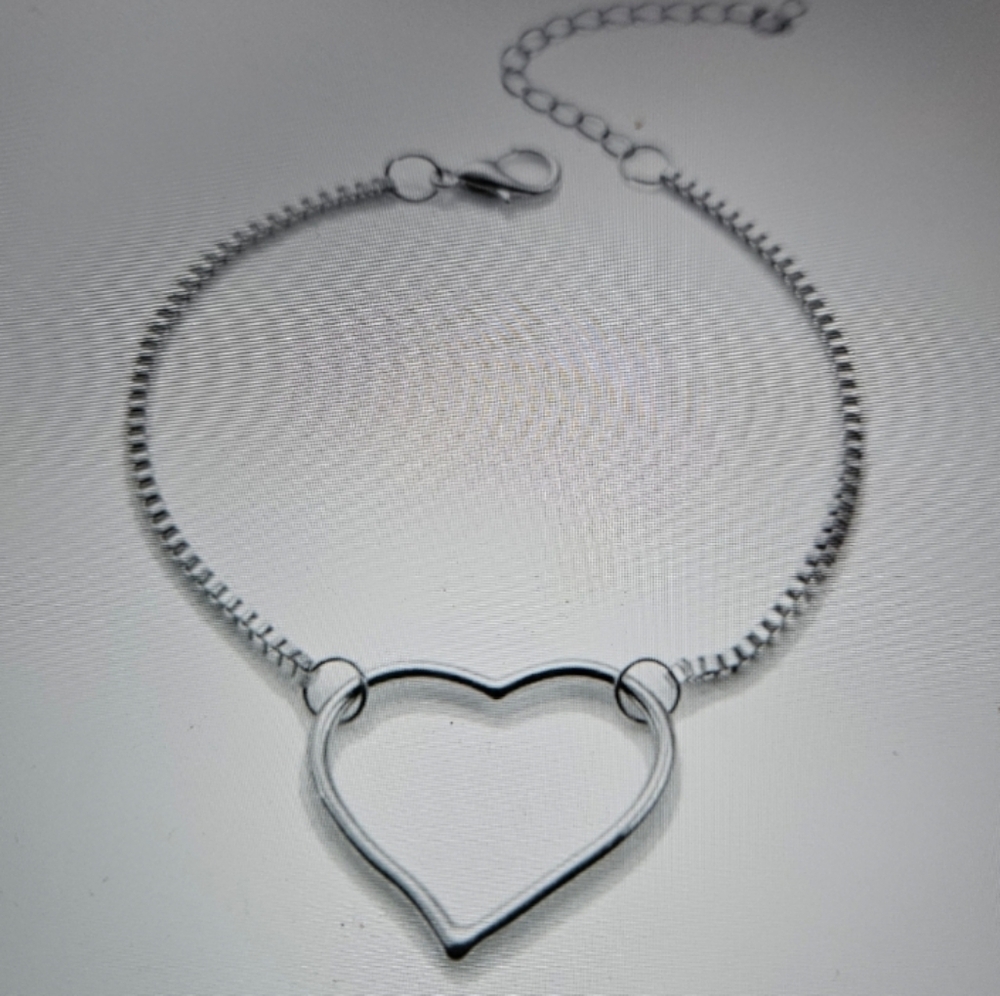 Heart Open Heart Outline Link Bracelet in Silver — Women's Jewelry NEW NWT